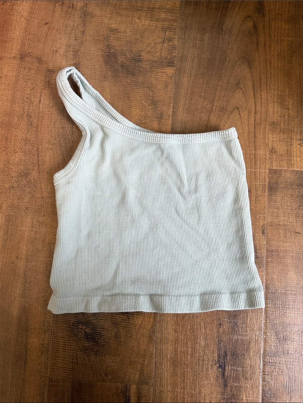One-Shoulder Ribbed Tank Top - Sage Green